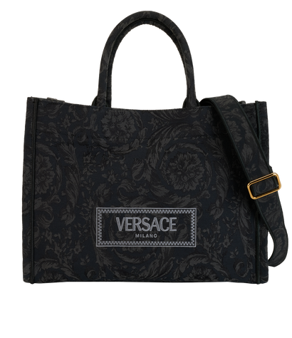 Shopping Bag, &pound;450, Handbags, Black, Canvas, Front view